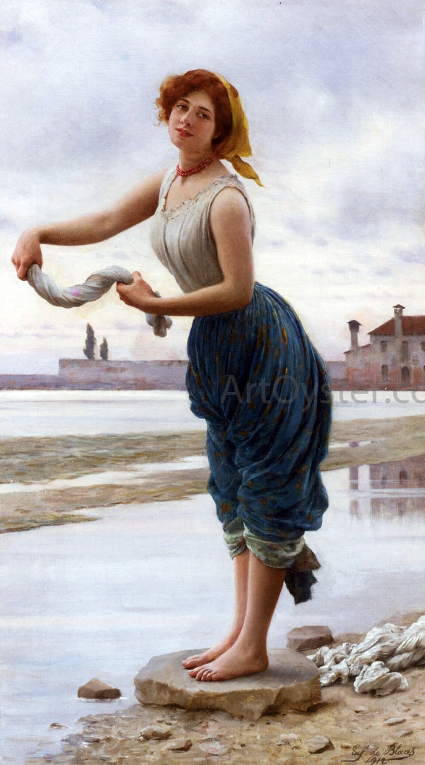 Eugene De Blaas La Lavandiere - Canvas Print