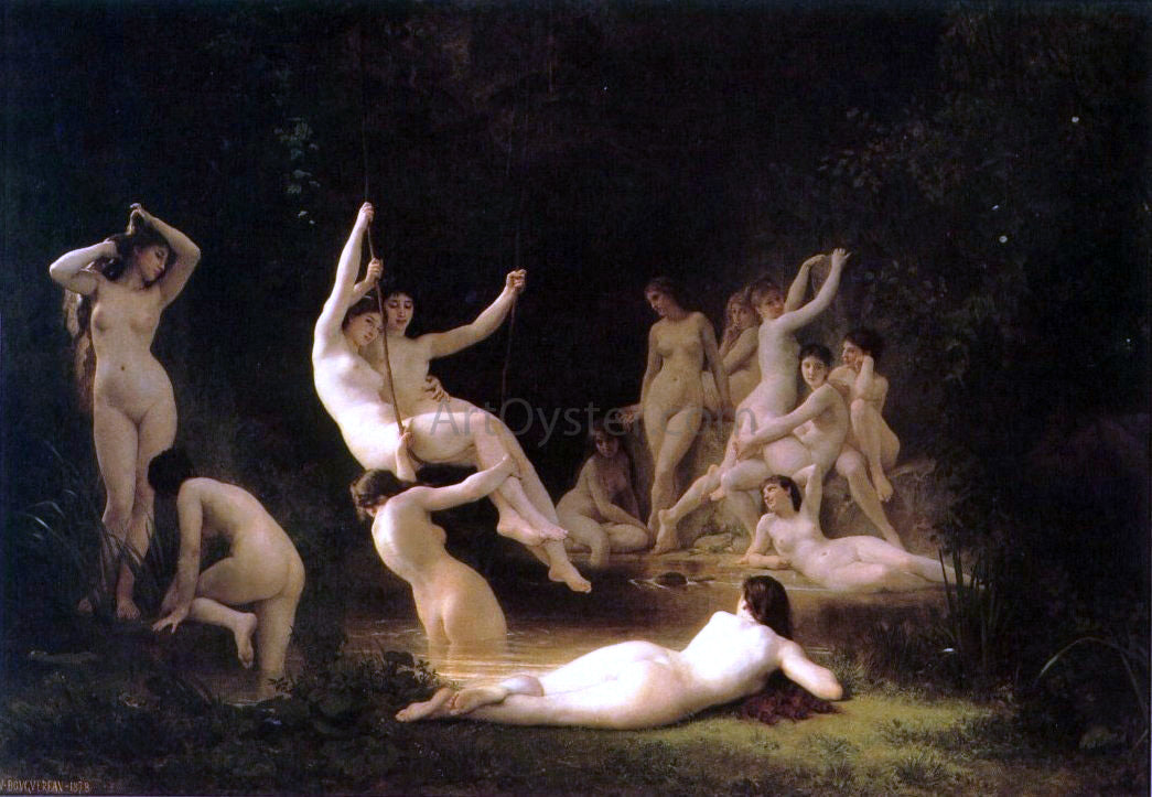 William Adolphe Bouguereau La nymphee (also known as The Nymphaeum) - Canvas Print