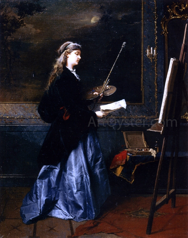 Domenico Induno La Pittrice - Canvas Print