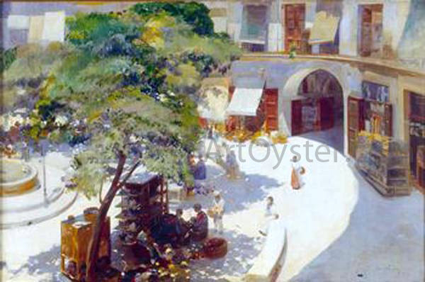 Jose Navarro Llorens La Plaza Redonda - Canvas Print