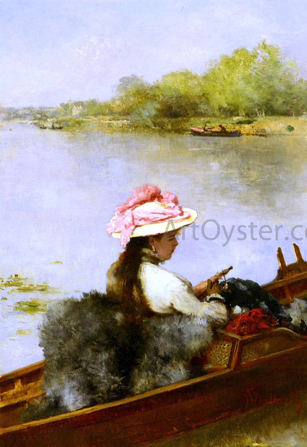Ferdinand Heilbuth La Promenade Sur Le Lac - Canvas Print