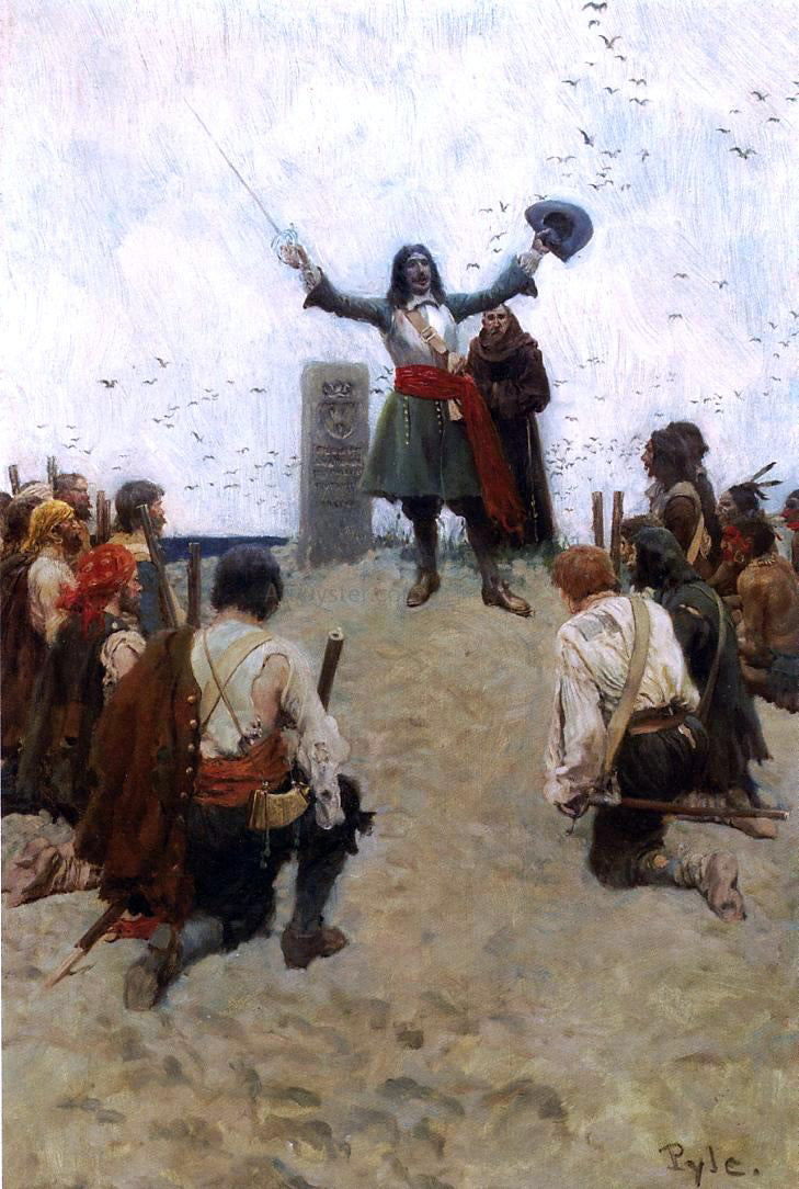 Howard Pyle La Salle Christening the Country "Louisiana" - Canvas Print