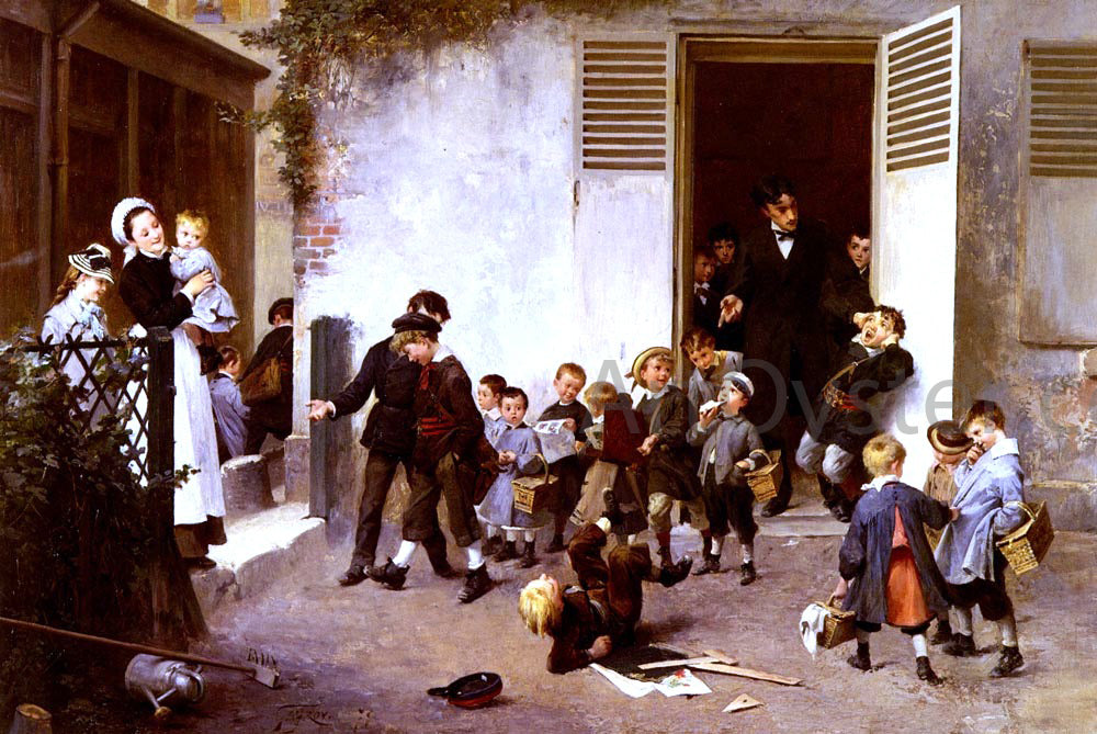 Henry Jean Geoffroy La Sortie De L'ecole - Canvas Print