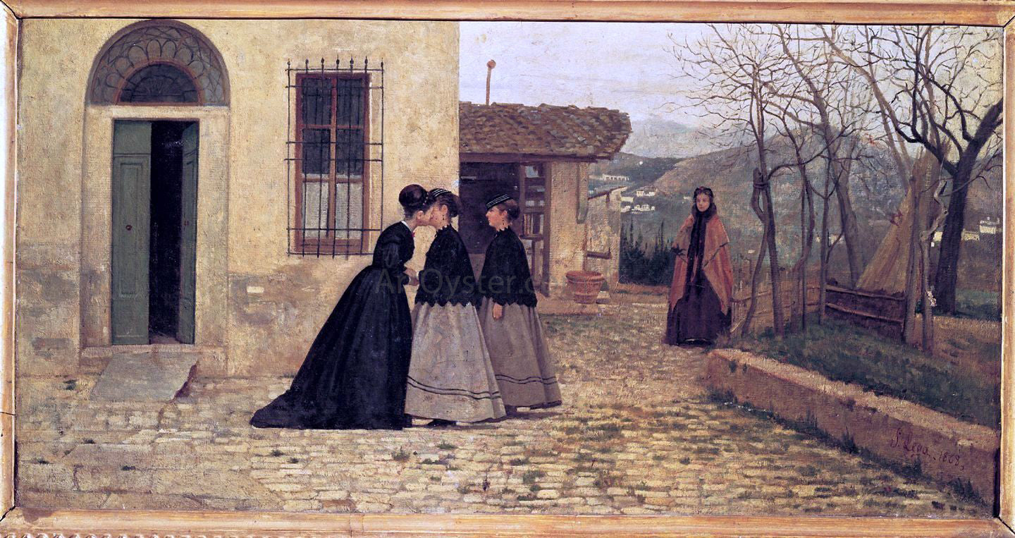 Silvestro Lega La visita - Canvas Print