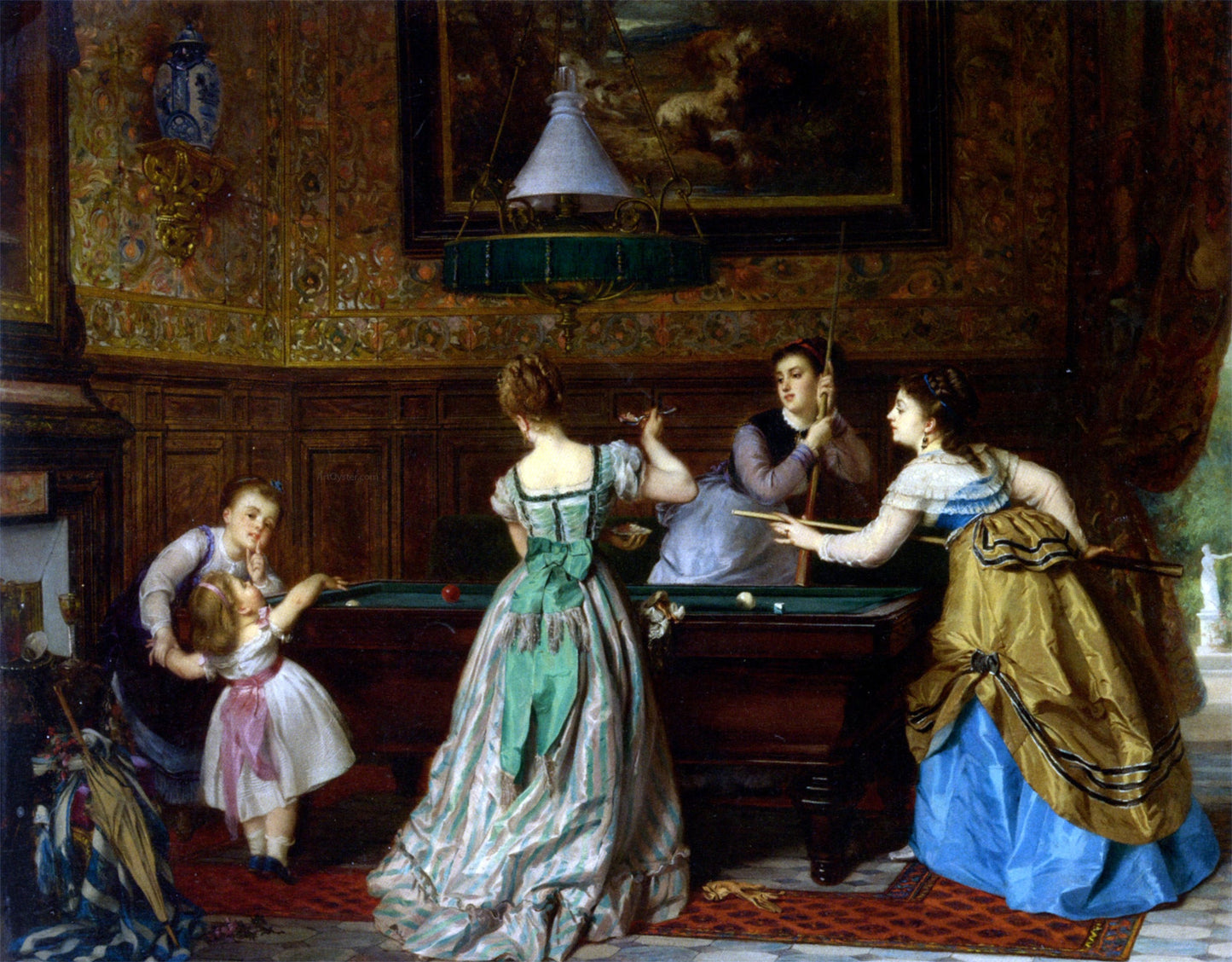 Charles Edouard Boutibonne Ladies Playing Billiards - Canvas Print