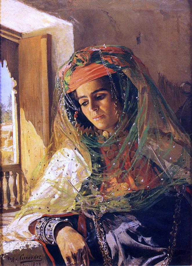 Eugene Alexis Girardet Lady by a Window, Biskra - Canvas Print