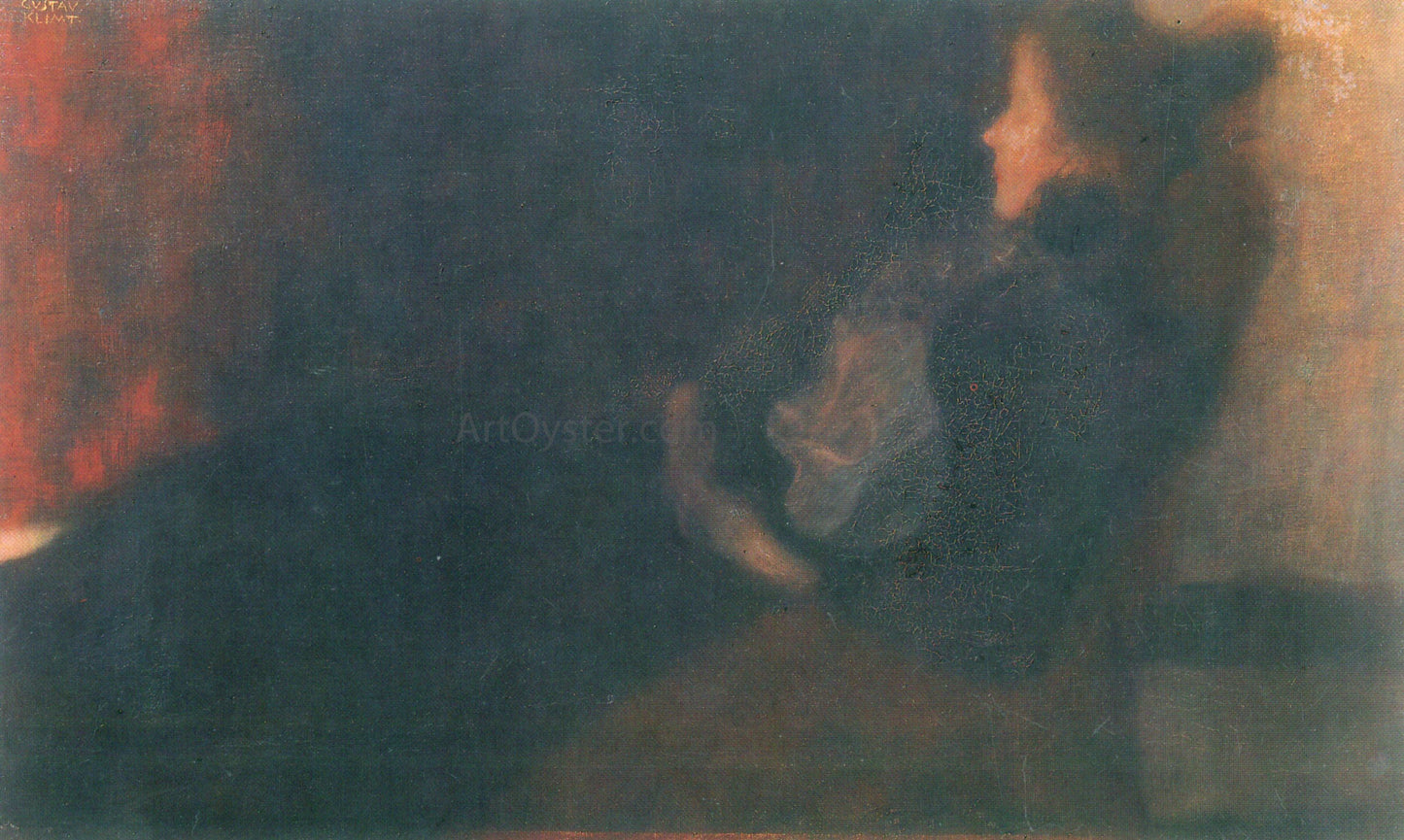 Gustav Klimt Lady by the Fireplace - Canvas Print