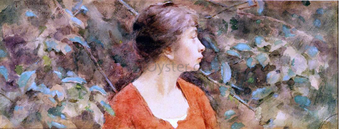 Theodore Robinson Lady in Red - Canvas Print