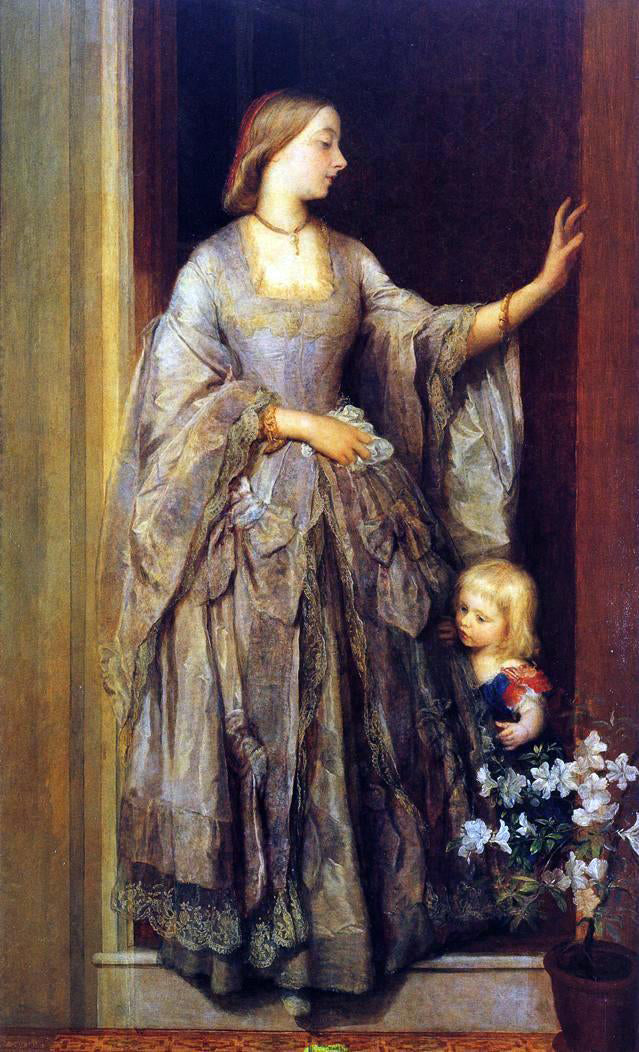 George Frederic Watts Lady Margaret Beaumont and her Daughter - Canvas Print