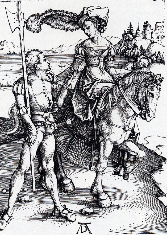 Albrecht Durer Lady On Horseback and Lansquenet - Canvas Print