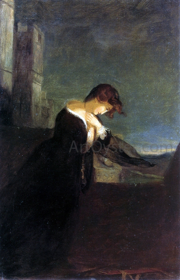 Thomas Sully Lady on the Battlements of a Castle - Canvas Print