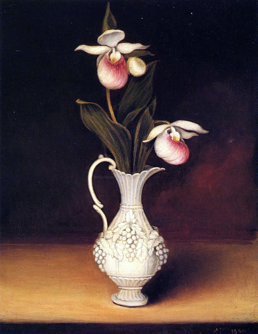 Anna Claypoole Peale Lady Slippers in a Parian Vase - Canvas Print