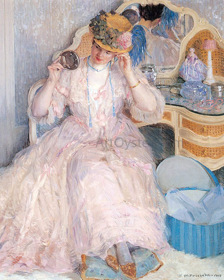 Frederick Carl Frieseke A Lady Trying on a Hat - Canvas Print