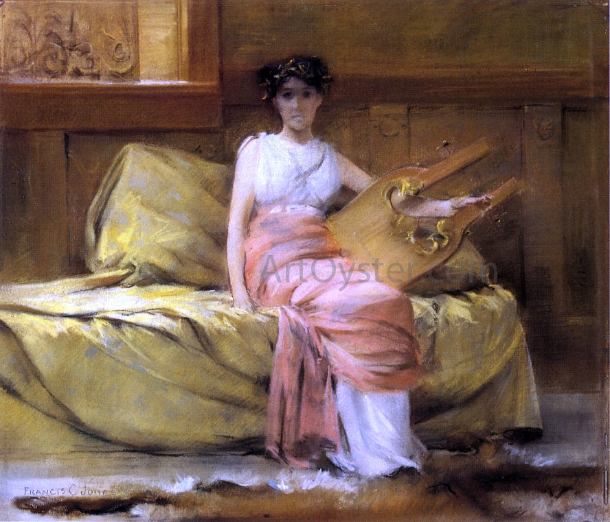 Francis Coates Jones A Lady with a Lyre - Canvas Print