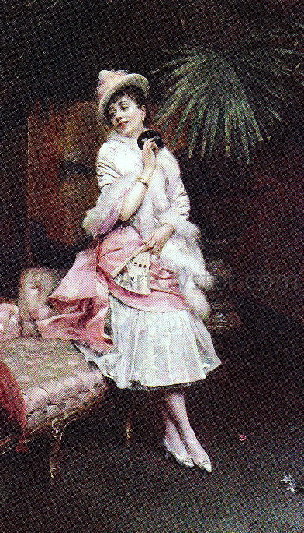 Raimundo de Madrazo Y Garreta Lady with a Mask - Canvas Print