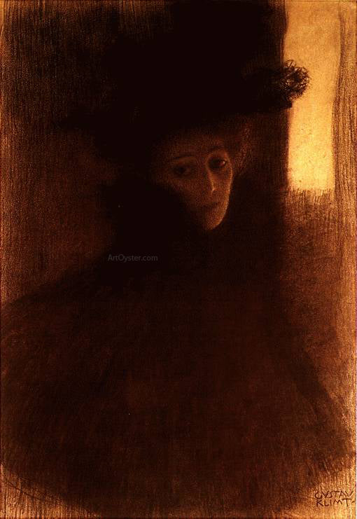 Gustav Klimt Lady with Cape and Hat - Canvas Print