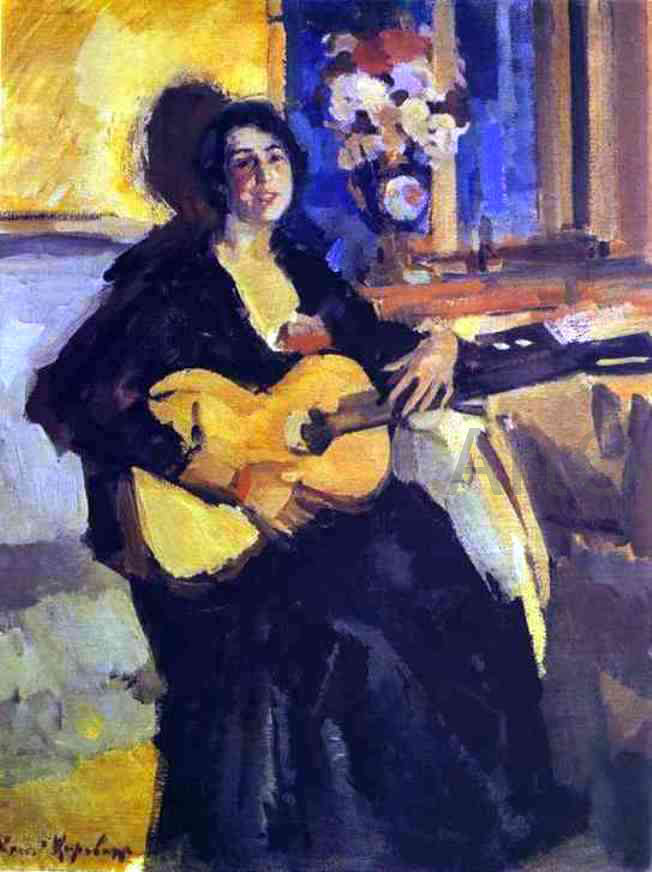 Constantin Alexeevich Korovin A Lady with Guitar - Canvas Print