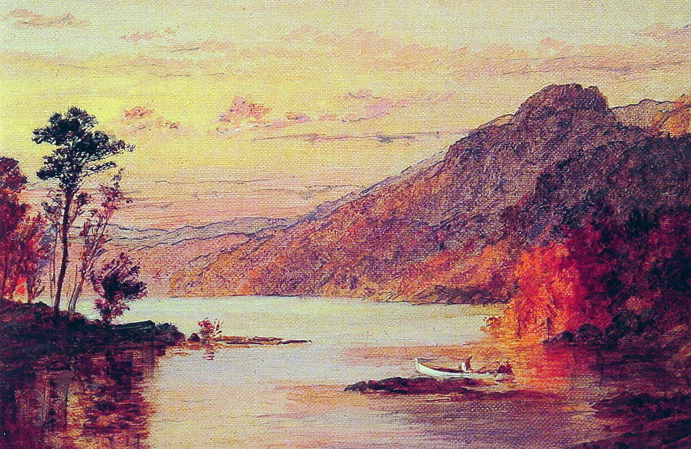 Jasper Francis Cropsey Lake Scene, Catskill Mountains - Canvas Print