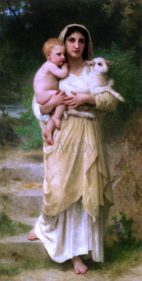 William Adolphe Bouguereau Lambs - Canvas Print