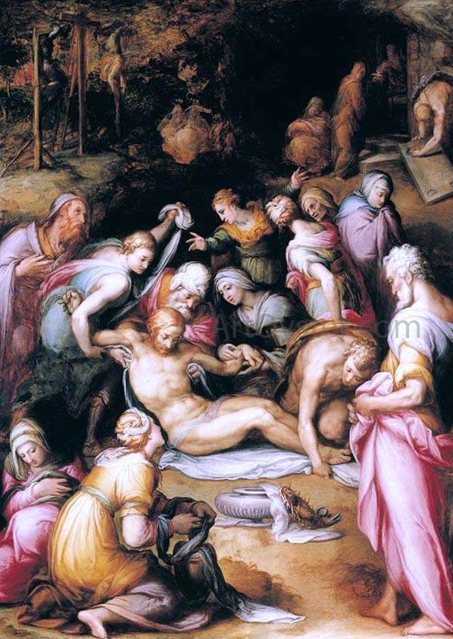 Giovan Battista Naldini Lamentation over the Dead Christ - Canvas Print