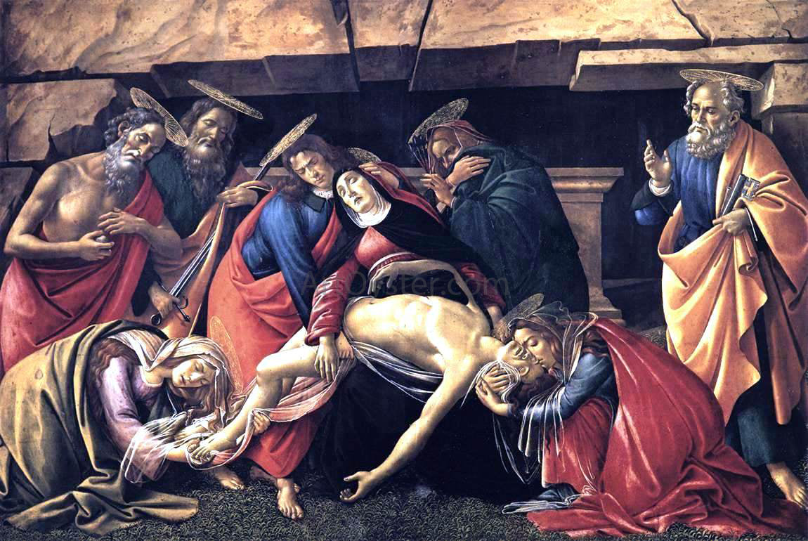 Sandro Botticelli Lamentation over the Dead Christ with Saints - Canvas Print