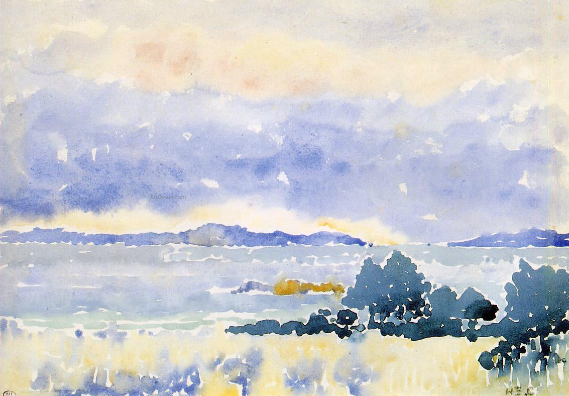 Henri Edmond Cross Land by the Sea - Canvas Print