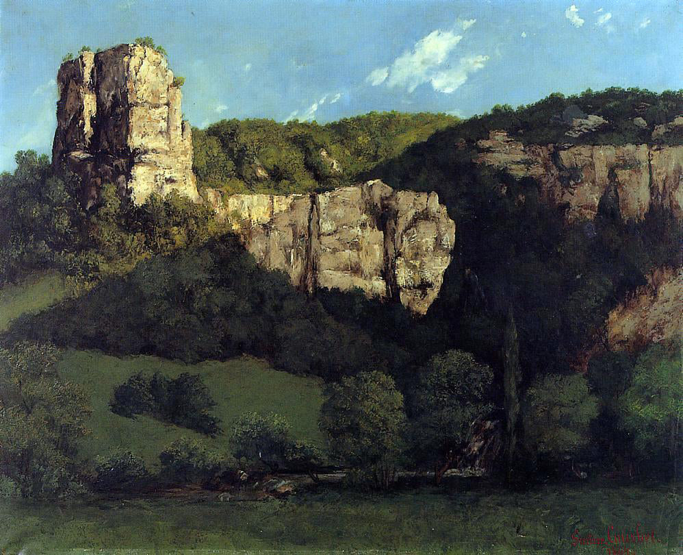 Gustave Courbet Landscape: Bald Rock in the Valley of Ornans - Canvas Print