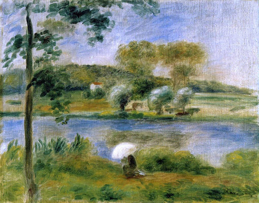 Pierre Auguste Renoir Landscape: Banks of the River - Canvas Print