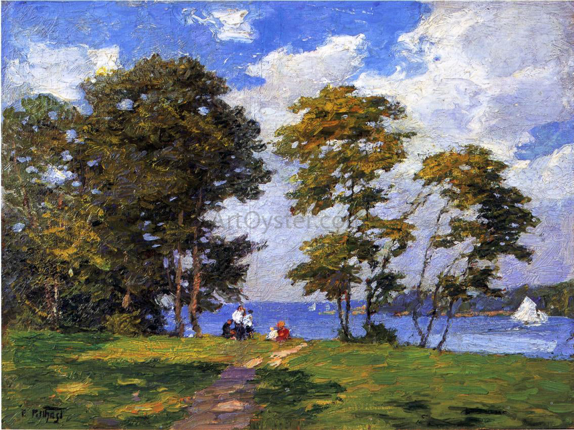 Edward Potthast Landscape by the Shore (also known as The Picnic) - Canvas Print