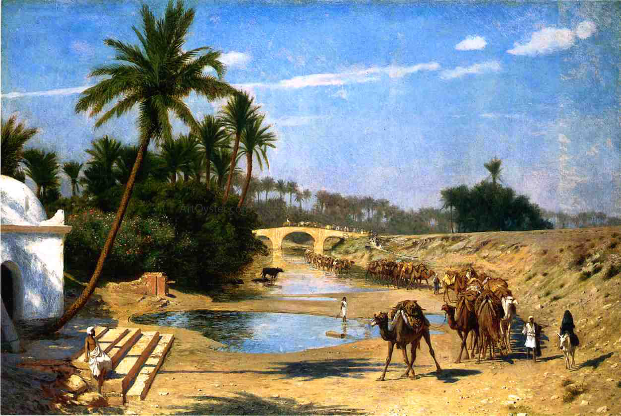 Jean-Leon Gerome Landscape - Caravan - Canvas Print