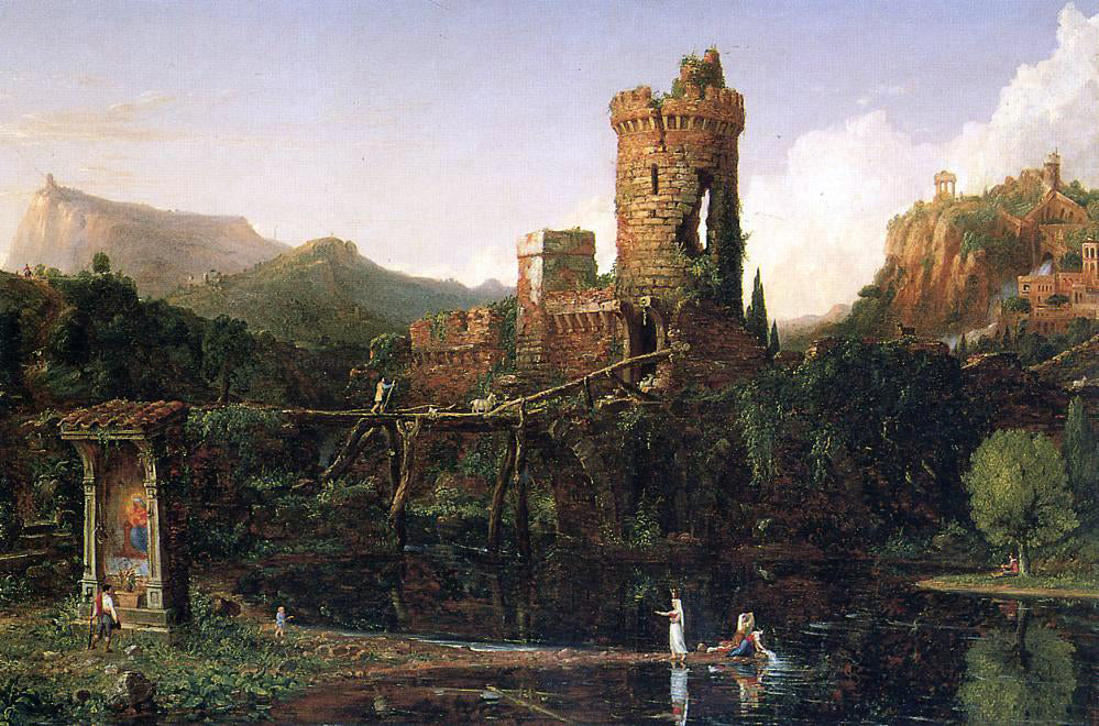 Jean-Baptiste-Camille Corot Landscape Composition: Italian Scenery - Canvas Print