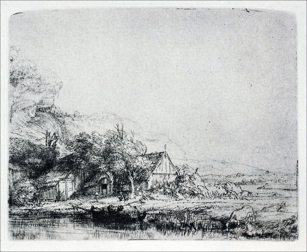 Rembrandt Van Rijn The Landscape with a Cow Drinking - Canvas Print