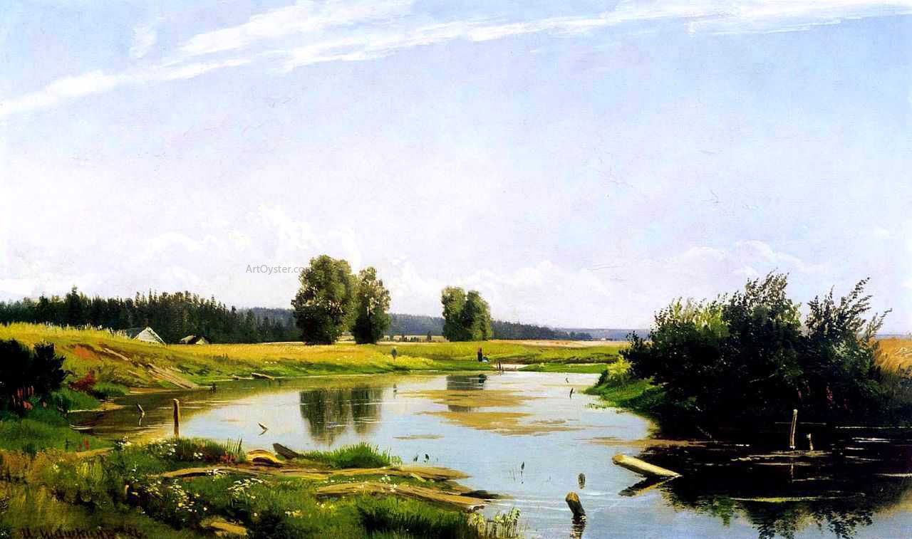 Ivan Ivanovich Shishkin Landscape with a lake - Canvas Print