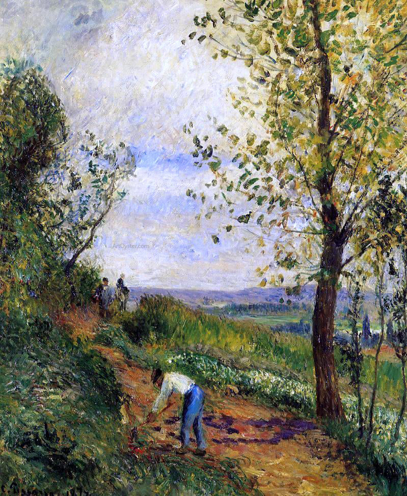 Camille Pissarro Landscape with a Man Digging - Canvas Print