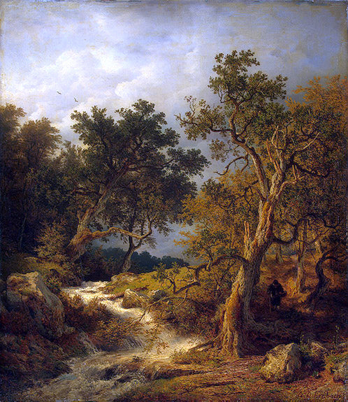 Andreas Achenbach Landscape with a Stream - Canvas Print