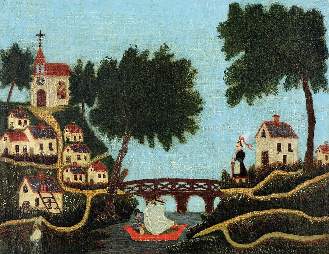 Henri Rousseau Landscape with Bridge - Canvas Print