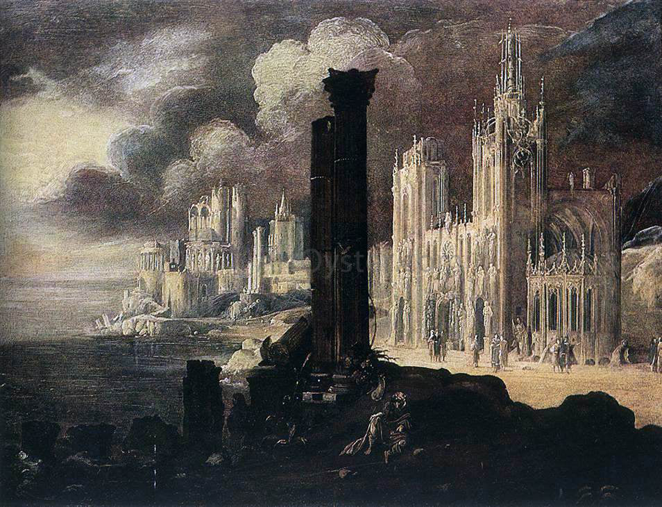 Didier Barra Landscape with Buildings - Canvas Print