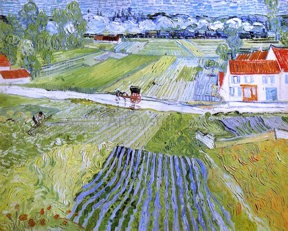 Vincent Van Gogh Landscape with Carriage and Train - Canvas Print