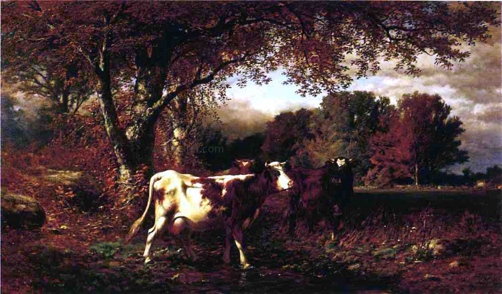 James McDougal Hart Landscape with Cattle - Canvas Print