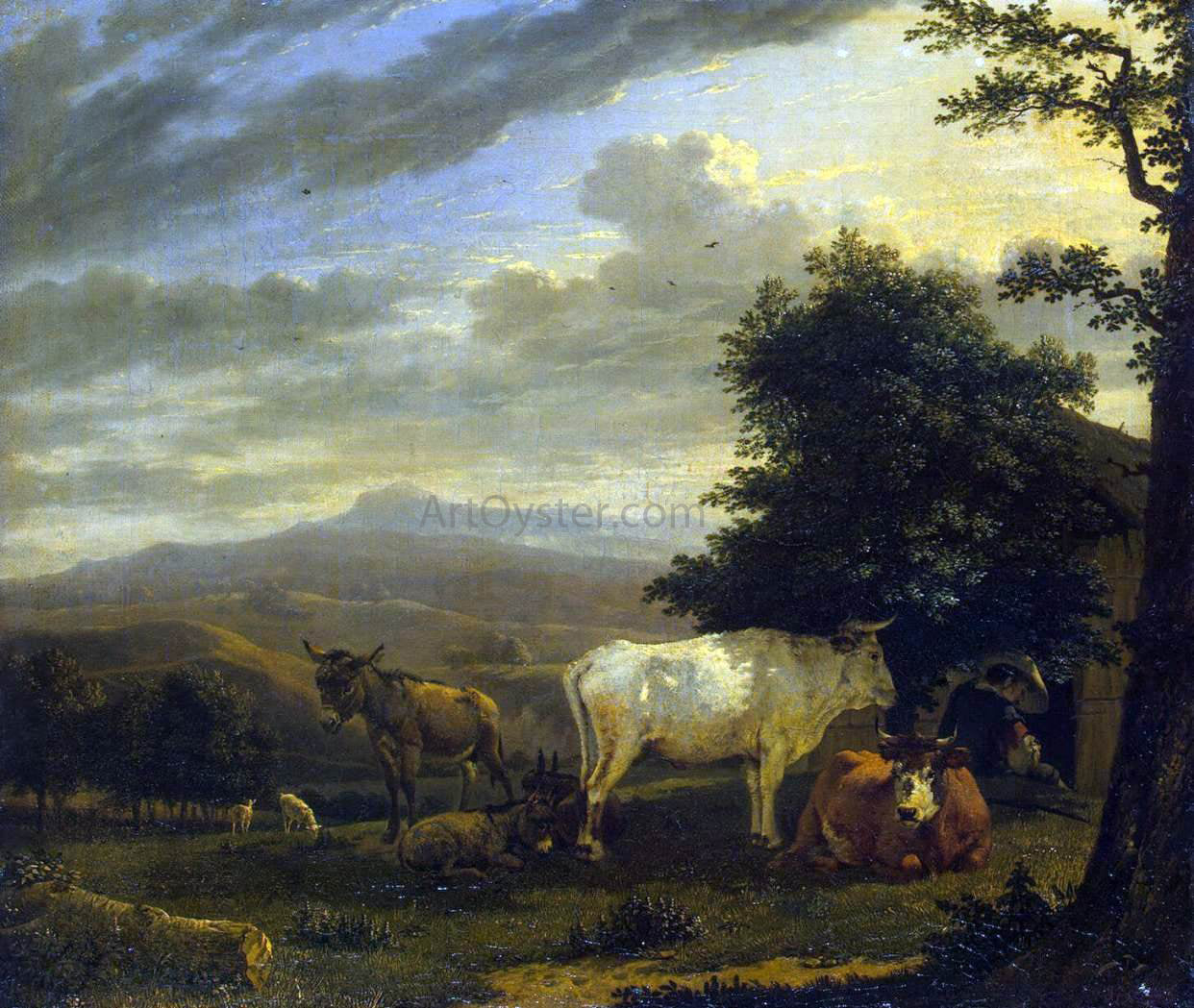 Karel Dujardin Landscape with Cattle - Canvas Print