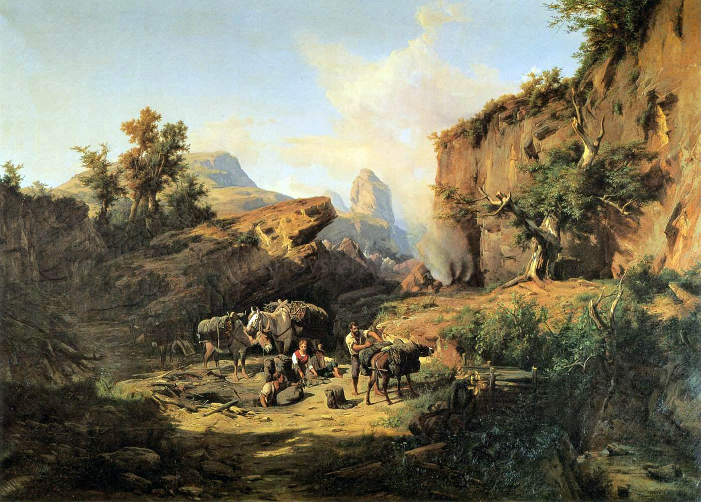 Andres Marko Landscape with Charcoal Burners - Canvas Print