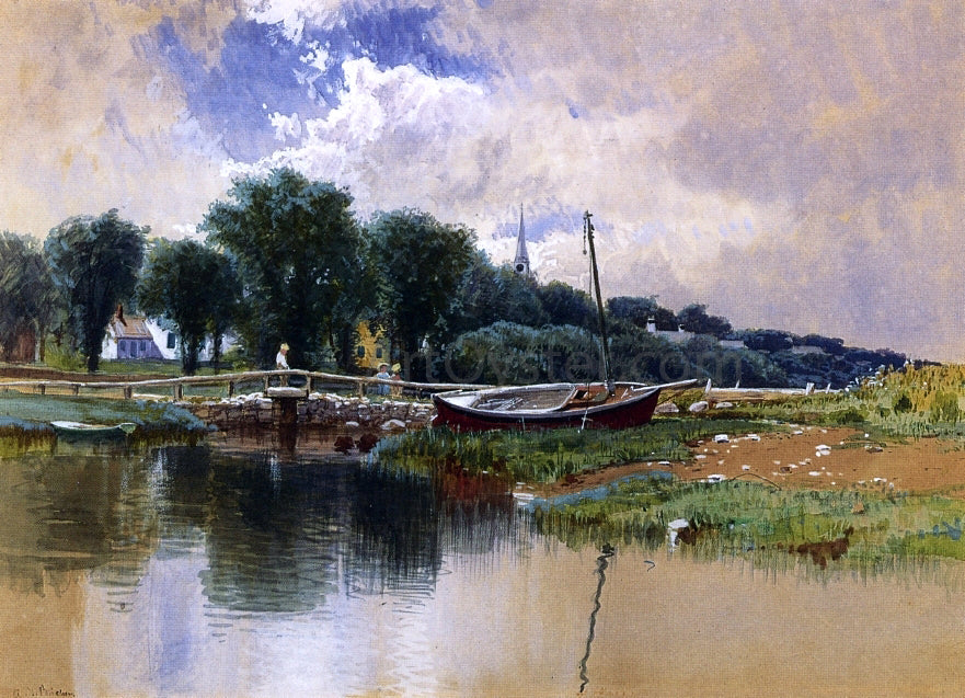 Alfred Thompson Bricher Landscape with Children on a Bridge - Canvas Print