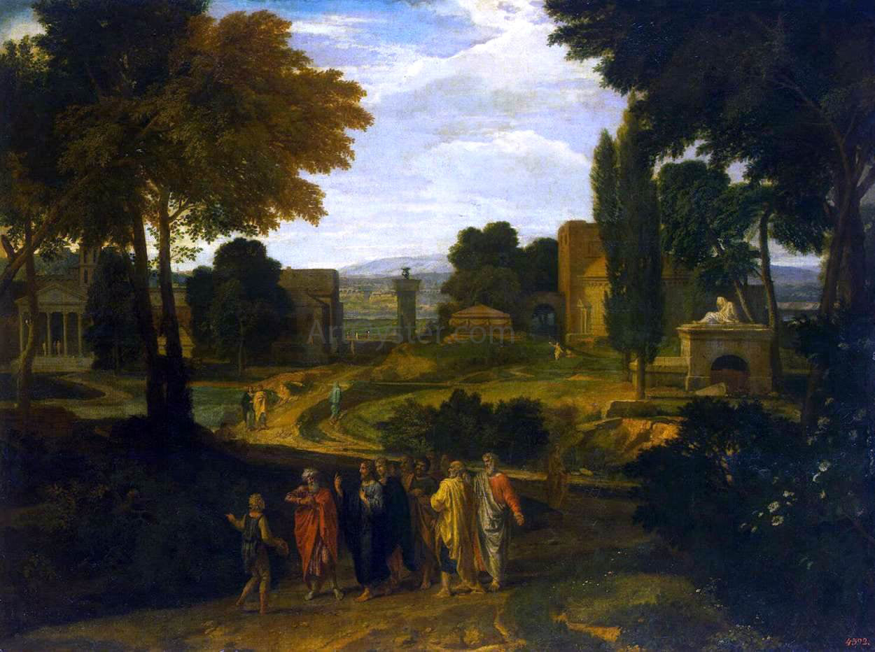 Francisque Millet Landscape with Christ and His Disciples - Canvas Print