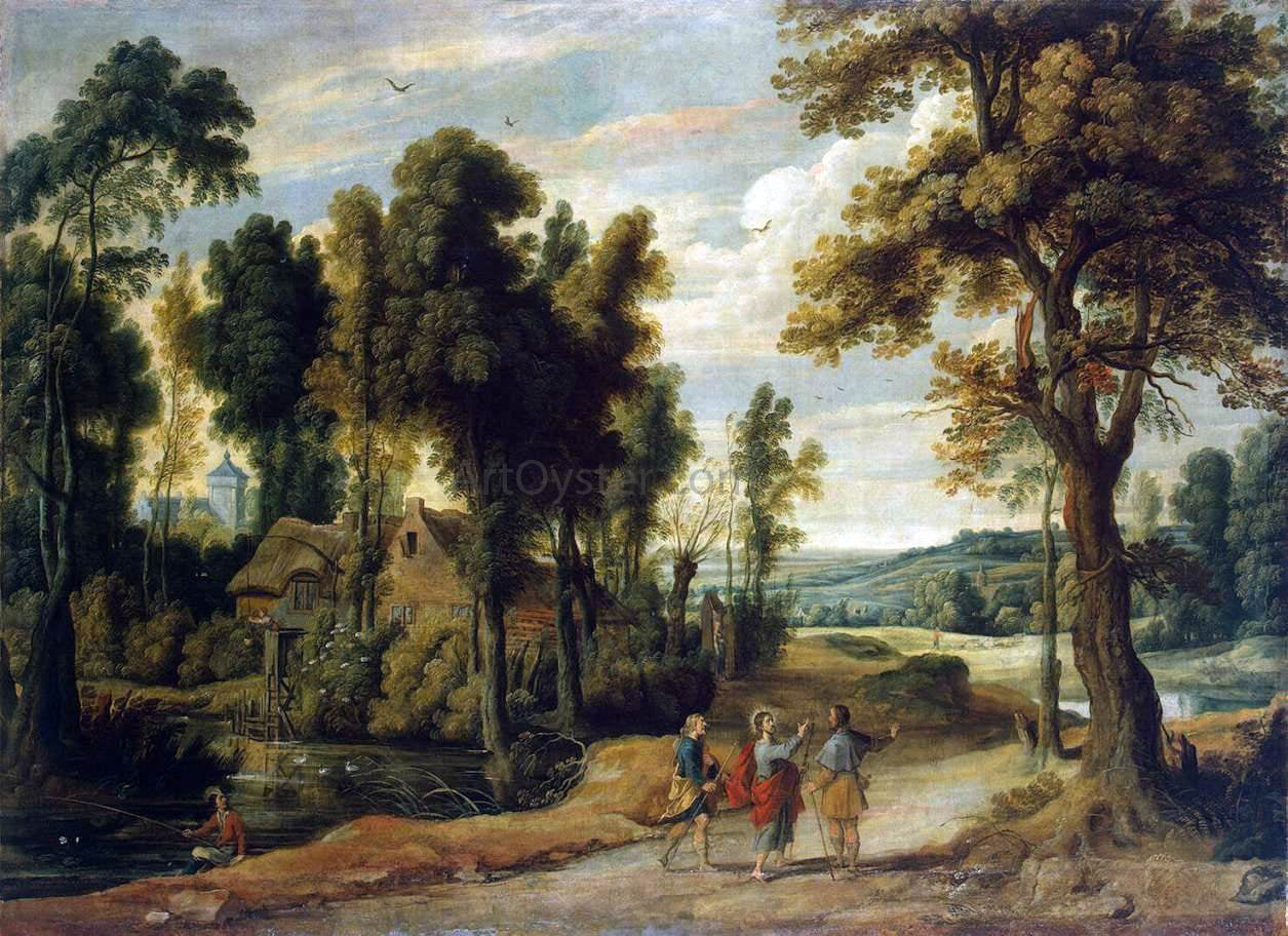 Jan Wildens Landscape with Christ and his Disciples on the Road to Emmaus - Canvas Print
