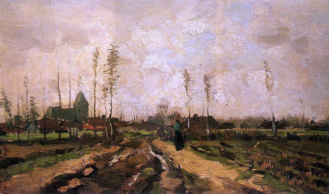 Vincent Van Gogh Landscape with Church and Farms - Canvas Print