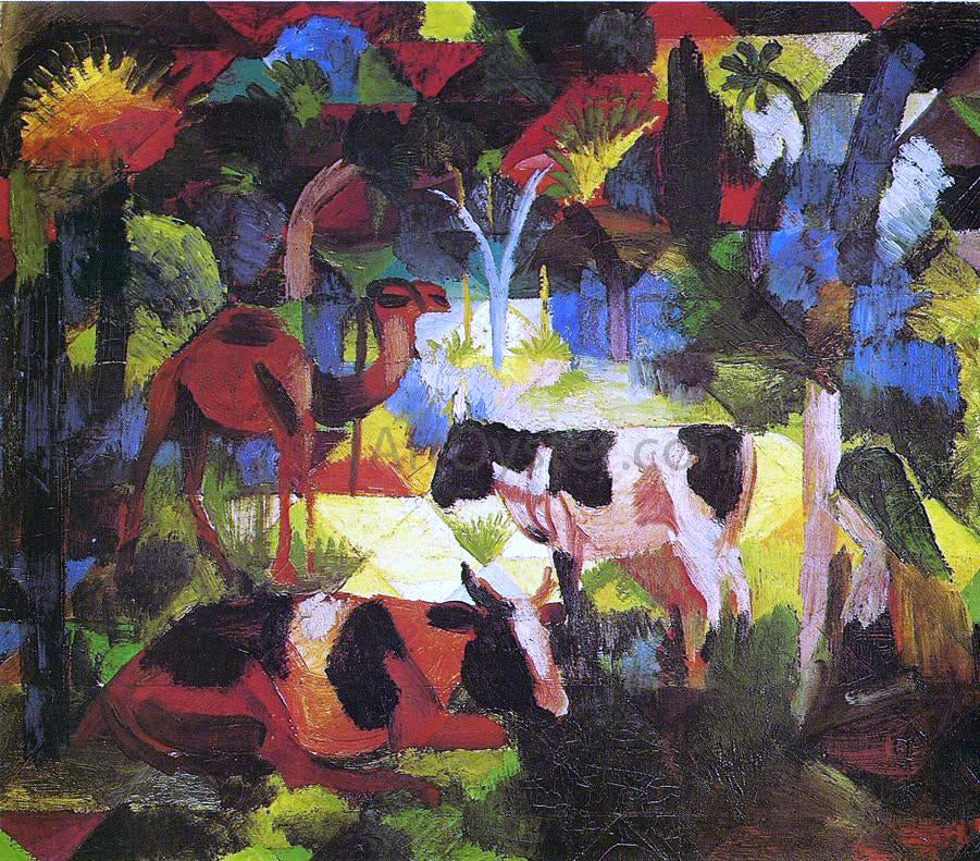 August Macke Landscape with Cows and Camel - Canvas Print