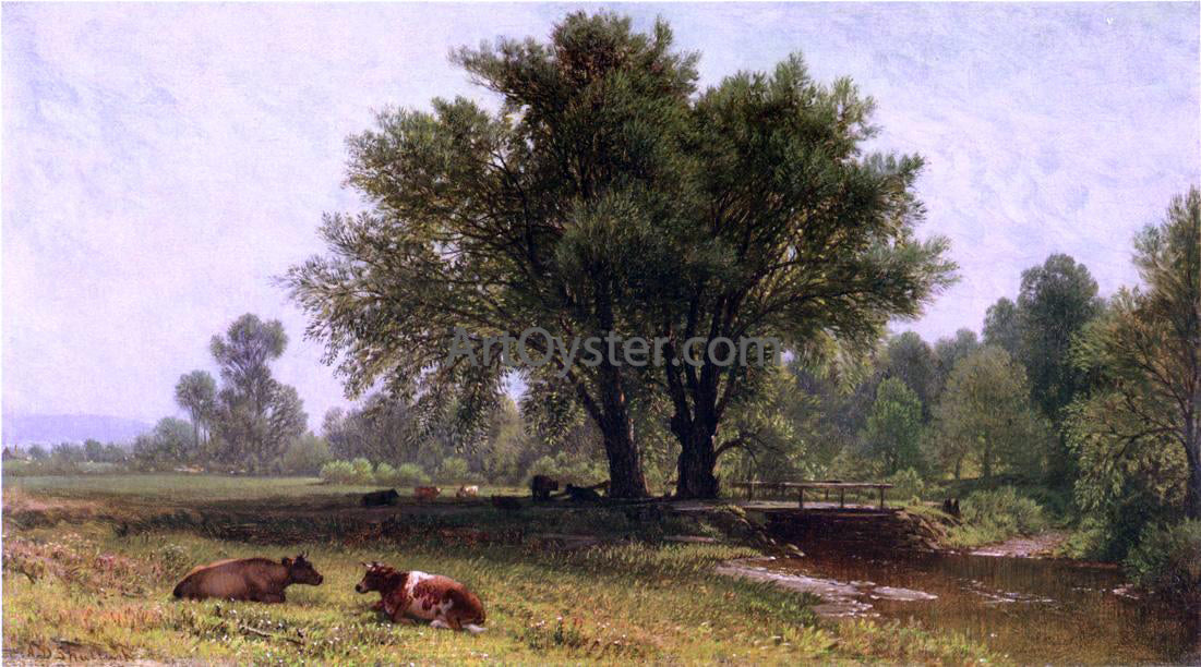 Aaron Draper Shattuck Landscape with Cows - Canvas Print