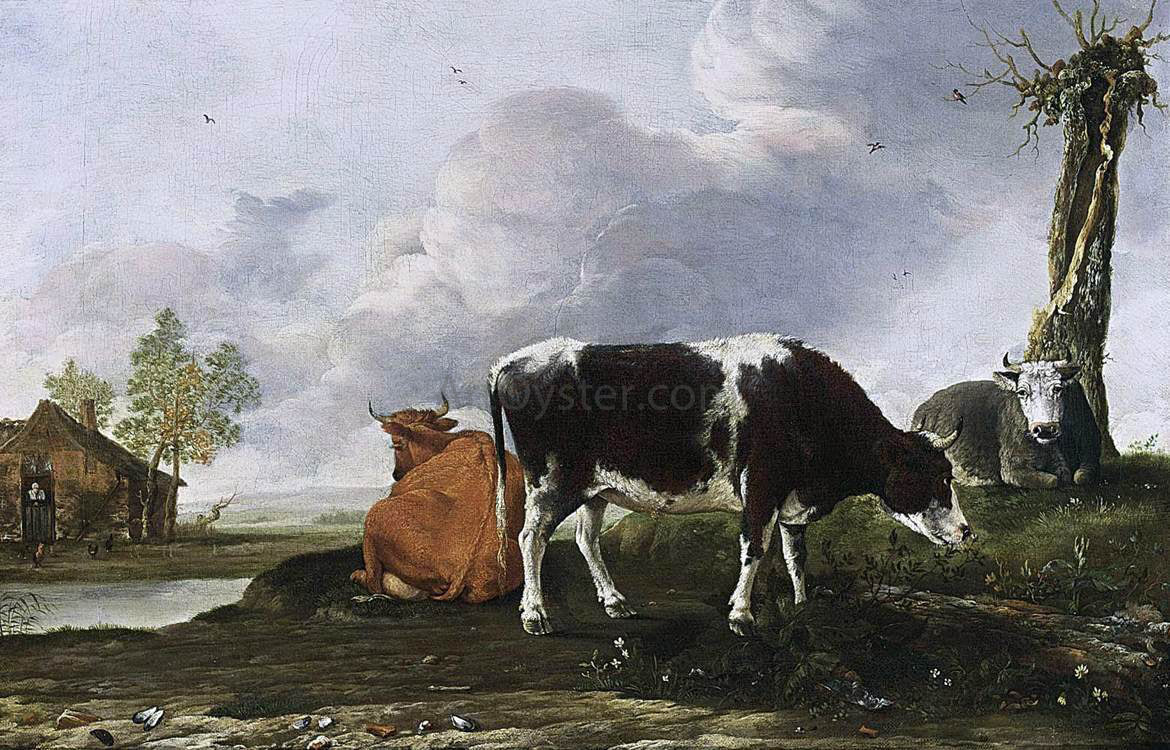 Anthonie Van Borssum A Landscape with Cows - Canvas Print