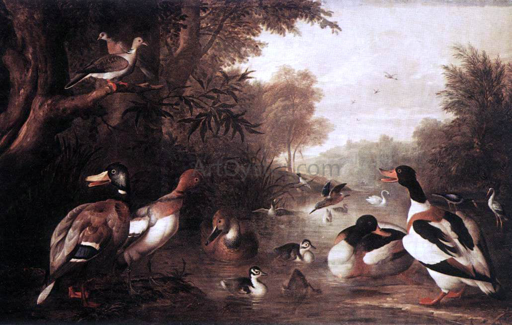 Jakab Bogdany Landscape with Ducks - Canvas Print
