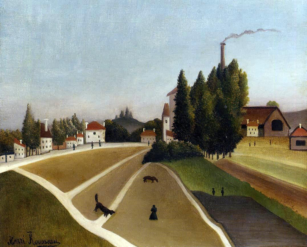 Henri Rousseau Landscape with Factory - Canvas Print